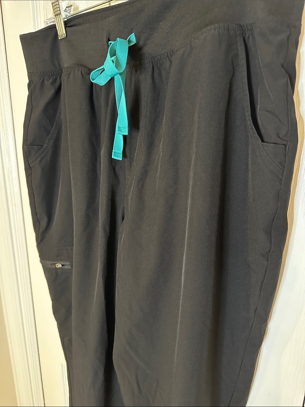 Figs Black Jogger Pants with Teal Drawstring - Picture 5 of 12